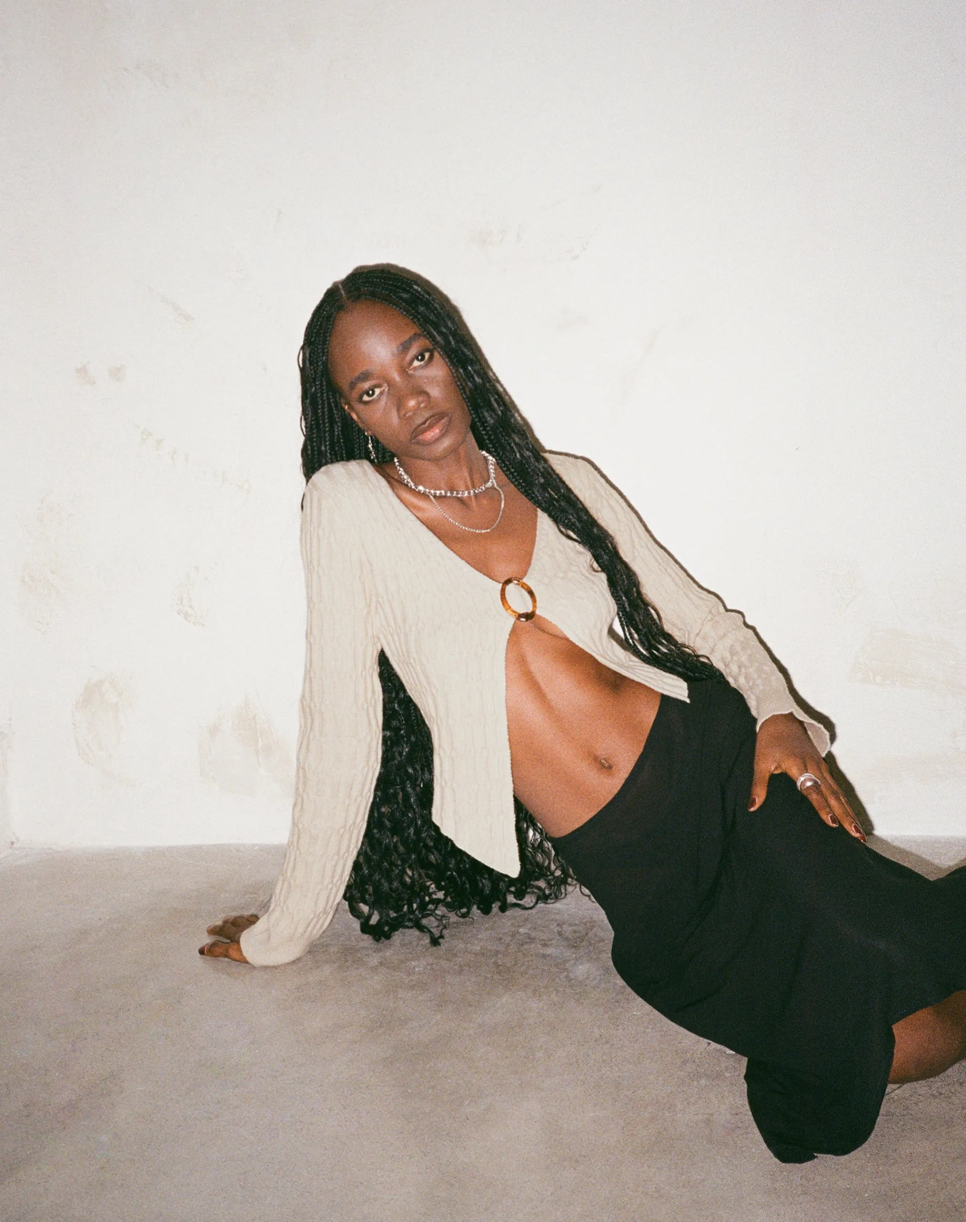 Motel Rocks Long Sleeve Tops-Mohara Long Sleeve Butterfly Top in Neutral Knit
