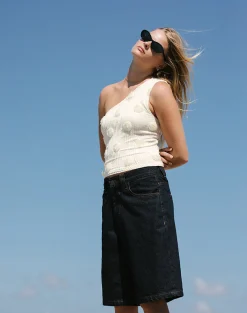 Motel Rocks Going Out Tops-Moira One Shoulder Top in Textured Rose Ivory texturedroseivory