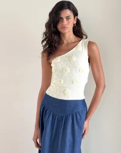 Motel Rocks Going Out Tops-Moira One Shoulder Top in Textured Rose Ivory texturedroseivory