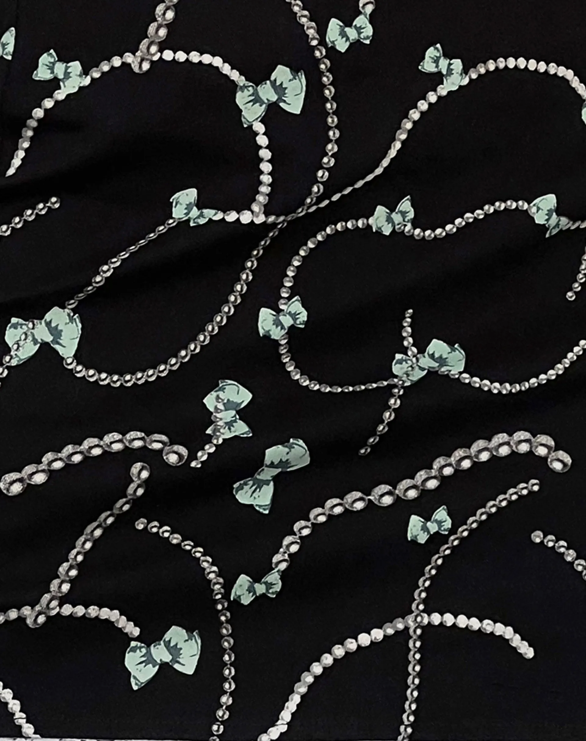 Motel Rocks Co-Ords | A Line Skirts-Molen Mini Skirt in Black with Pearl and Bow Print