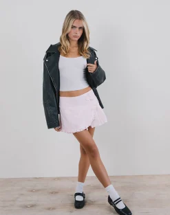 Motel Rocks Pleated Skirts | Mini Skirts-Monana Wrap Micro Skirt in Light Pink LightPink