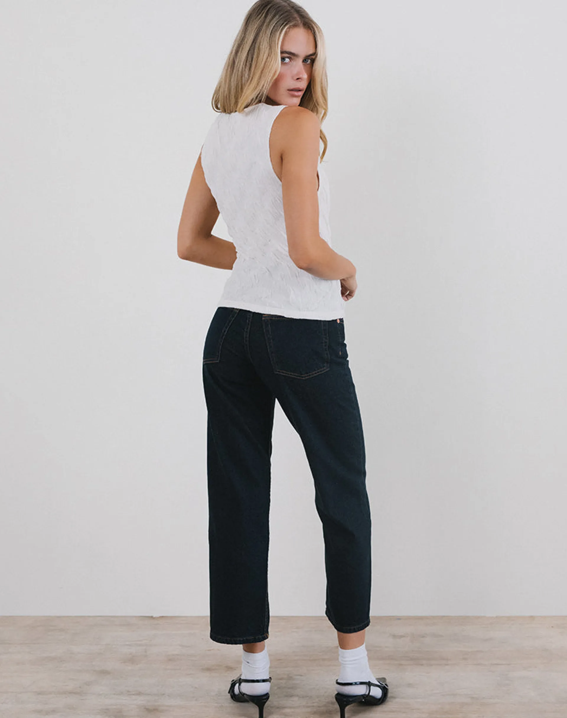 Motel Rocks Vest Tops-Monelo Vest Top in Textured Mesh White TextureMeshWhite