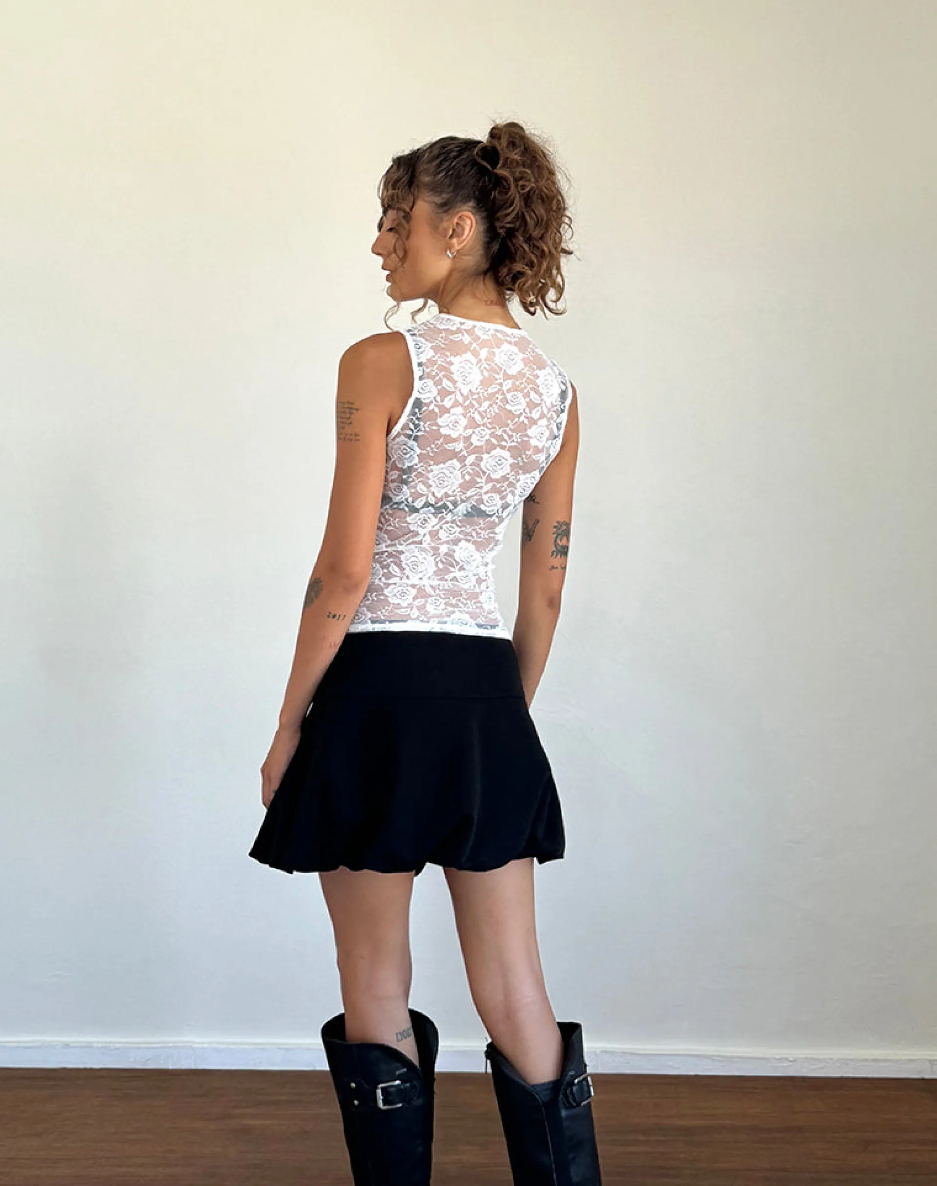 Motel Rocks Vest Tops | Lace Tops-Monlo Unlined Top in Ivory Big Rose Lace IvoryBigRoseLace