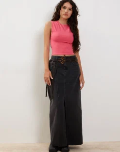 Motel Rocks Basic Tops-Monlo Vest Top in Hot Pink HotPink