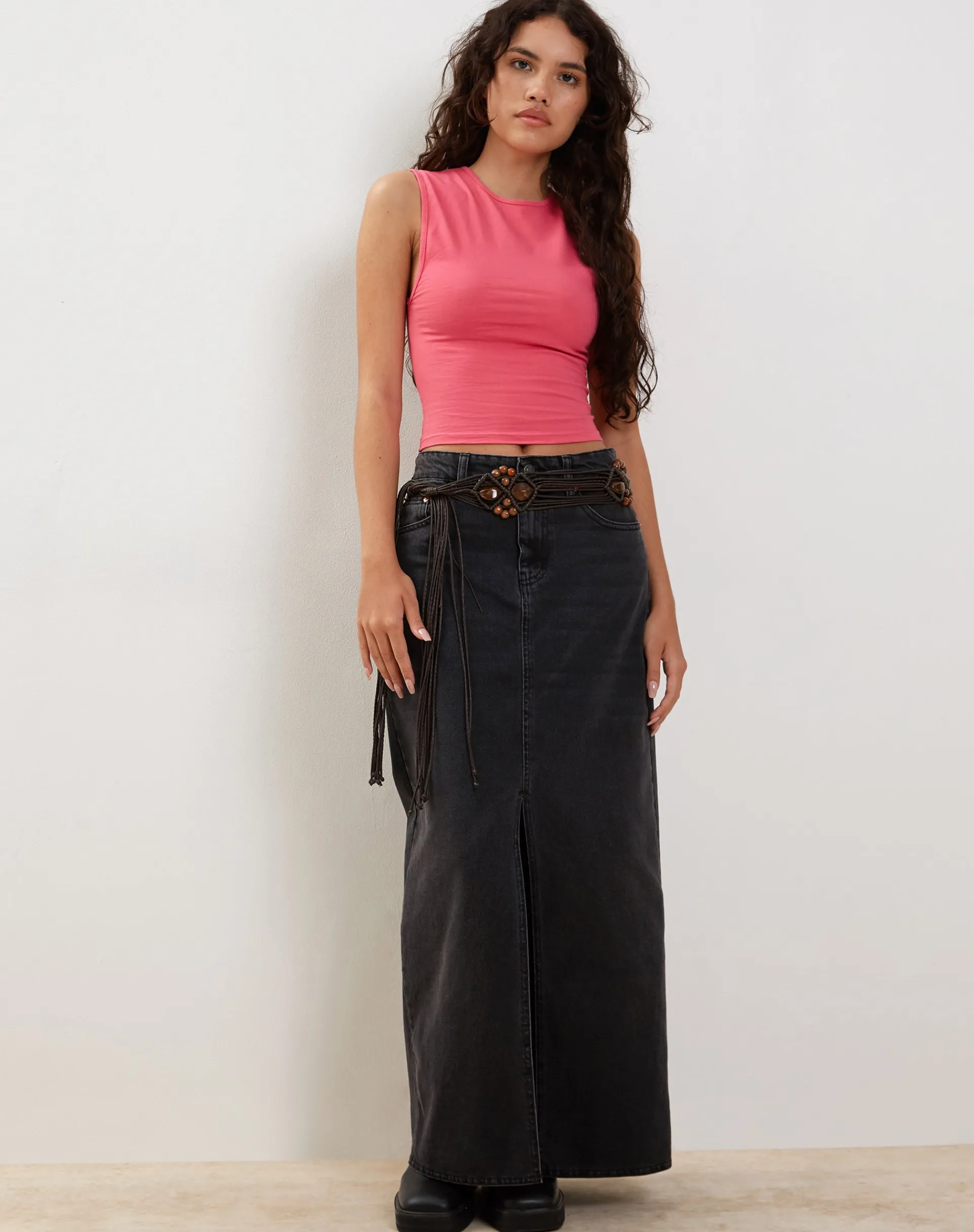 Motel Rocks Basic Tops-Monlo Vest Top in Hot Pink HotPink