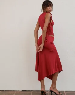 Motel Rocks Vest Tops | Going Out Tops-Morena Rosette Top in Red