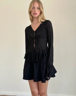 Motel Rocks Cardigans | Long Sleeve Tops-Morgana Flute Knit Cardigan in Black