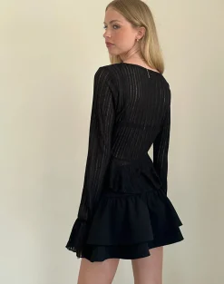 Motel Rocks Cardigans | Long Sleeve Tops-Morgana Flute Knit Cardigan in Black