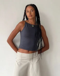 Motel Rocks Basics | Vest Tops-MOTEL X JACQUIE Dudley Vest in Ocean Storm OceanStorm