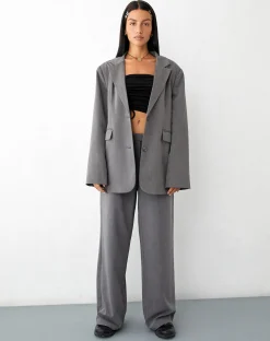 Motel Rocks Co-Ords | Jackets-MOTEL X JACQUIE Maiwa Blazer in Tailoring Charcoal TailoringCharcoal