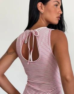 Motel Rocks Printed Dresses | Bodycon Dresses-Muzuki Jersey Mini Dress in Red and White Stripe