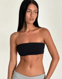 Motel Rocks Basic Tops | Crop Tops-Nabel Micro Tube Top in Black