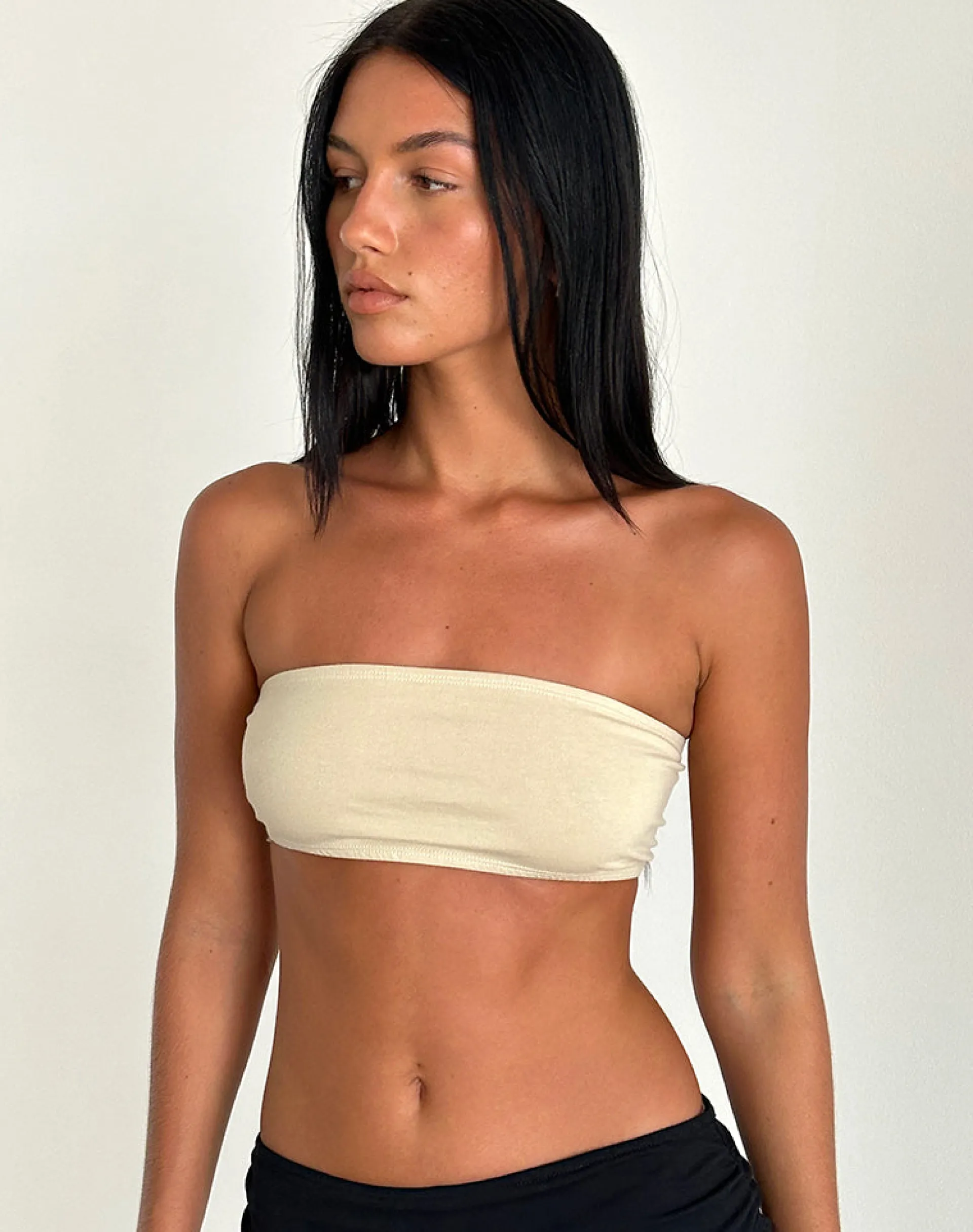 Motel Rocks Basic Tops-Nabel Micro Tube Top in Coconut Milk CoconutMilk
