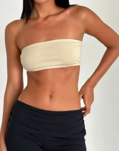 Motel Rocks Basic Tops-Nabel Micro Tube Top in Coconut Milk CoconutMilk