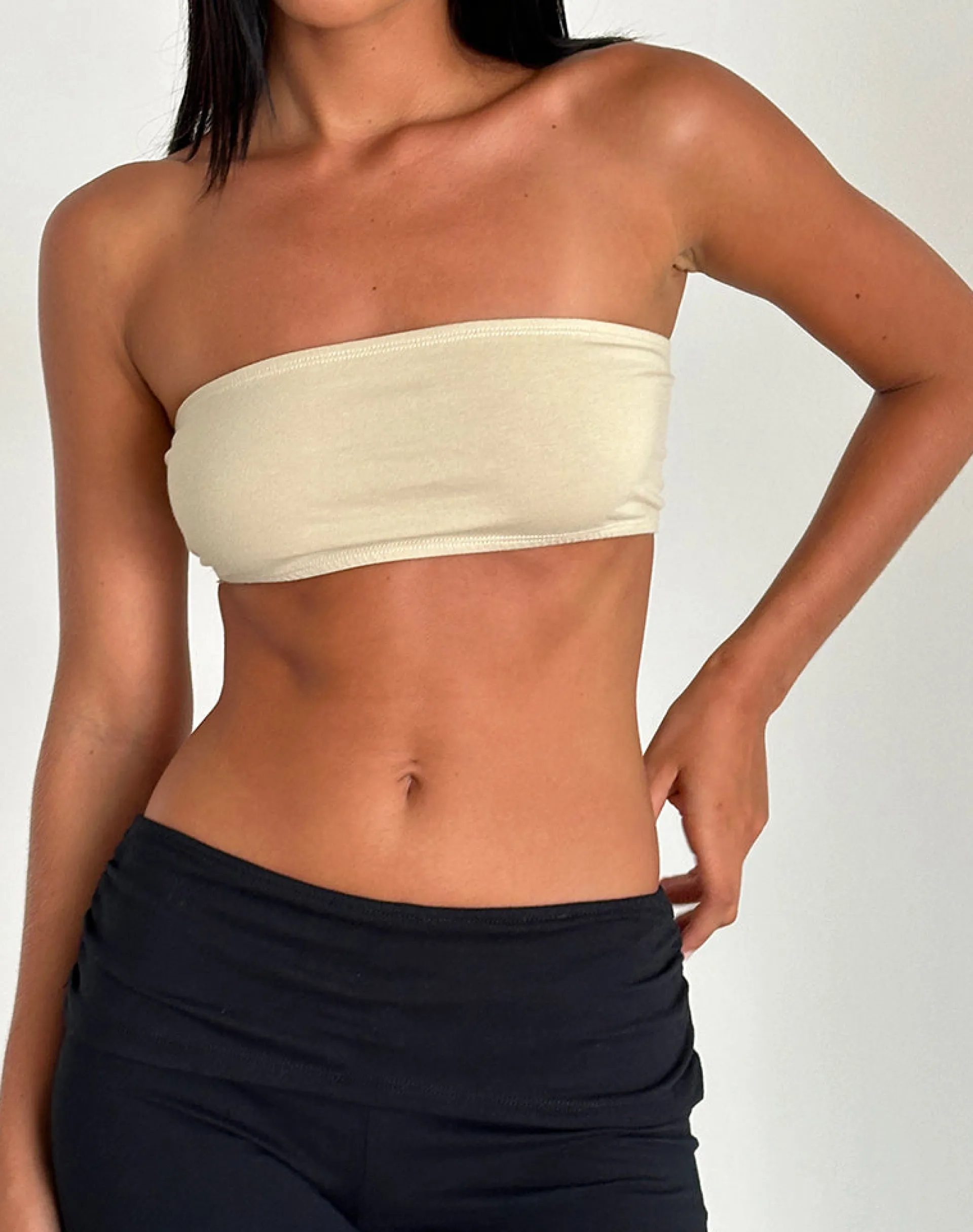 Motel Rocks Basic Tops-Nabel Micro Tube Top in Coconut Milk CoconutMilk