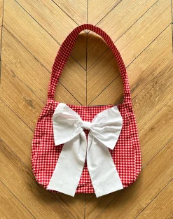 Motel Rocks Accessories-Nagi Bag in Red Gingham with White Bow RedGinghamwithWhiteBow