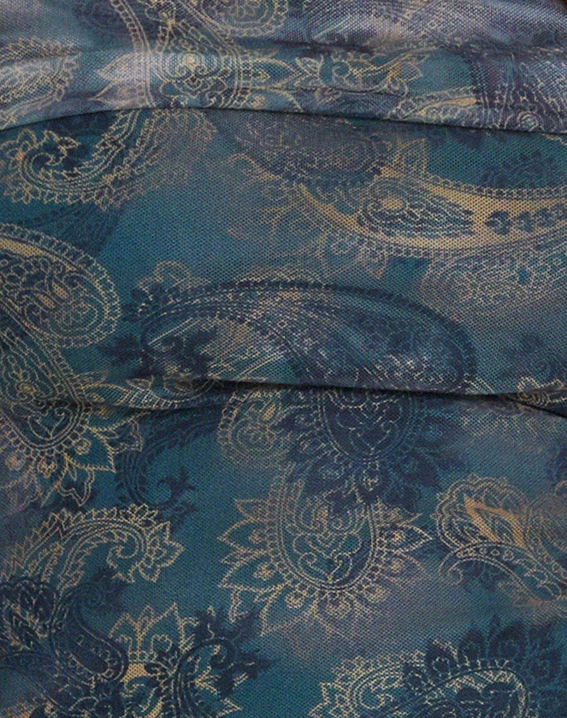 Motel Rocks Printed Tops | Long Sleeve Tops-Nagini Long Sleeve Bardot Top in Tonal Blue Paisley TonalBluePaisley