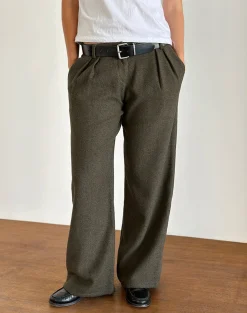 Motel Rocks Tailoring-Nailaka Tailored Trouser in Dark Taupe DarkTaupe