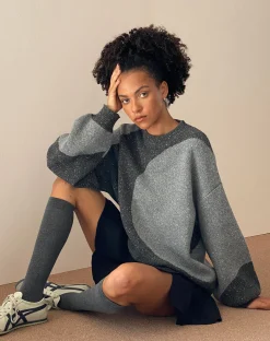 Motel Rocks Jumpers-Namari Jumper in Black and Charcoal Mix Knit BlackandCharcoalMixKnit