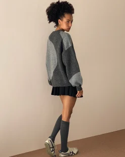 Motel Rocks Jumpers-Namari Jumper in Black and Charcoal Mix Knit BlackandCharcoalMixKnit