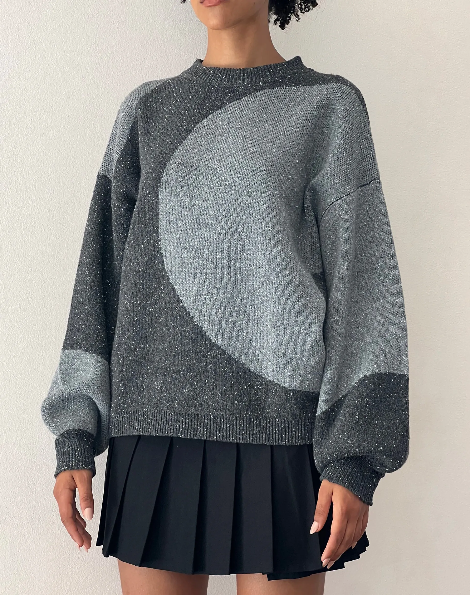 Motel Rocks Jumpers-Namari Jumper in Black and Charcoal Mix Knit BlackandCharcoalMixKnit