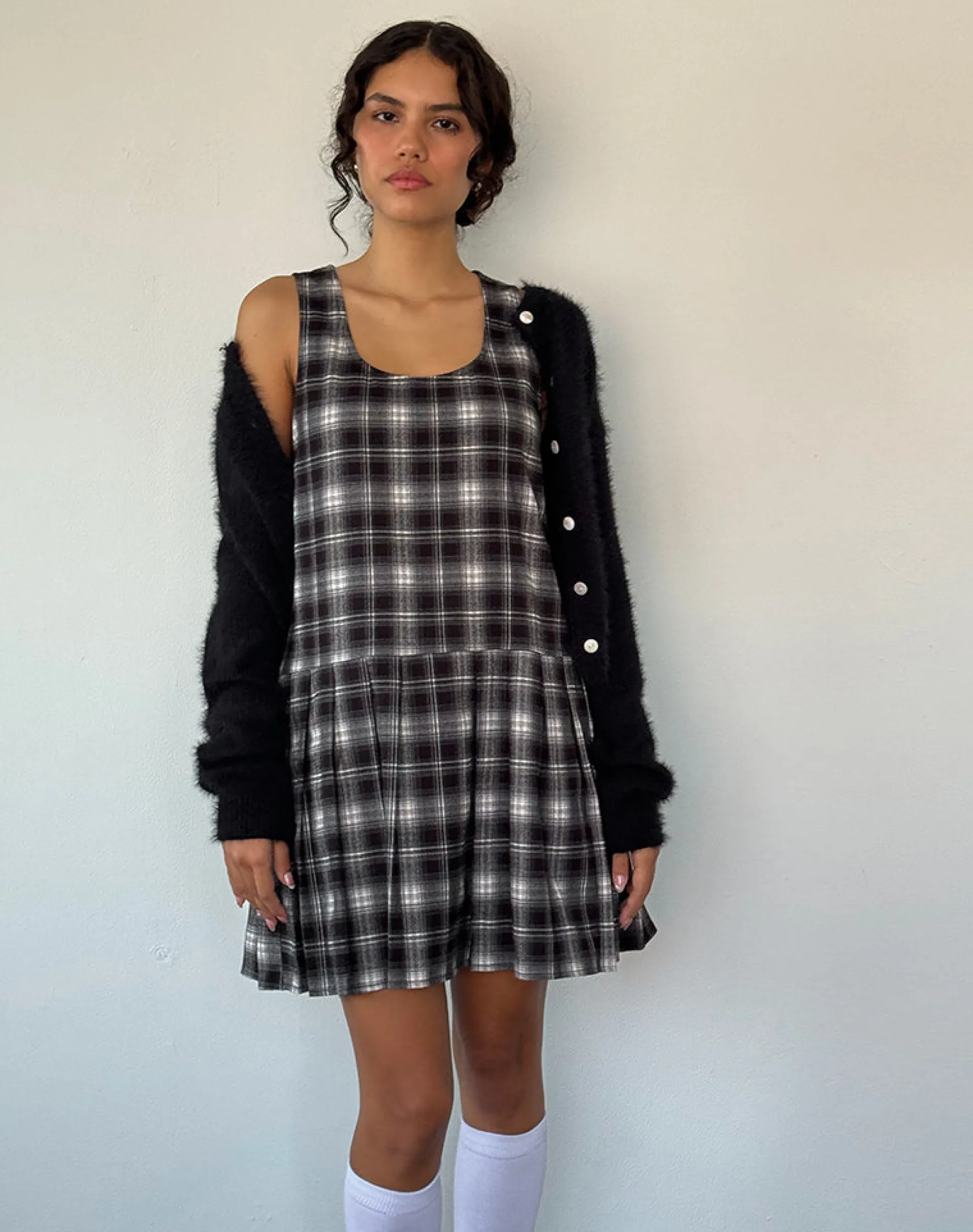 Motel Rocks Printed Dresses | Day Dresses-Namaya Mini Dress in Black White Check