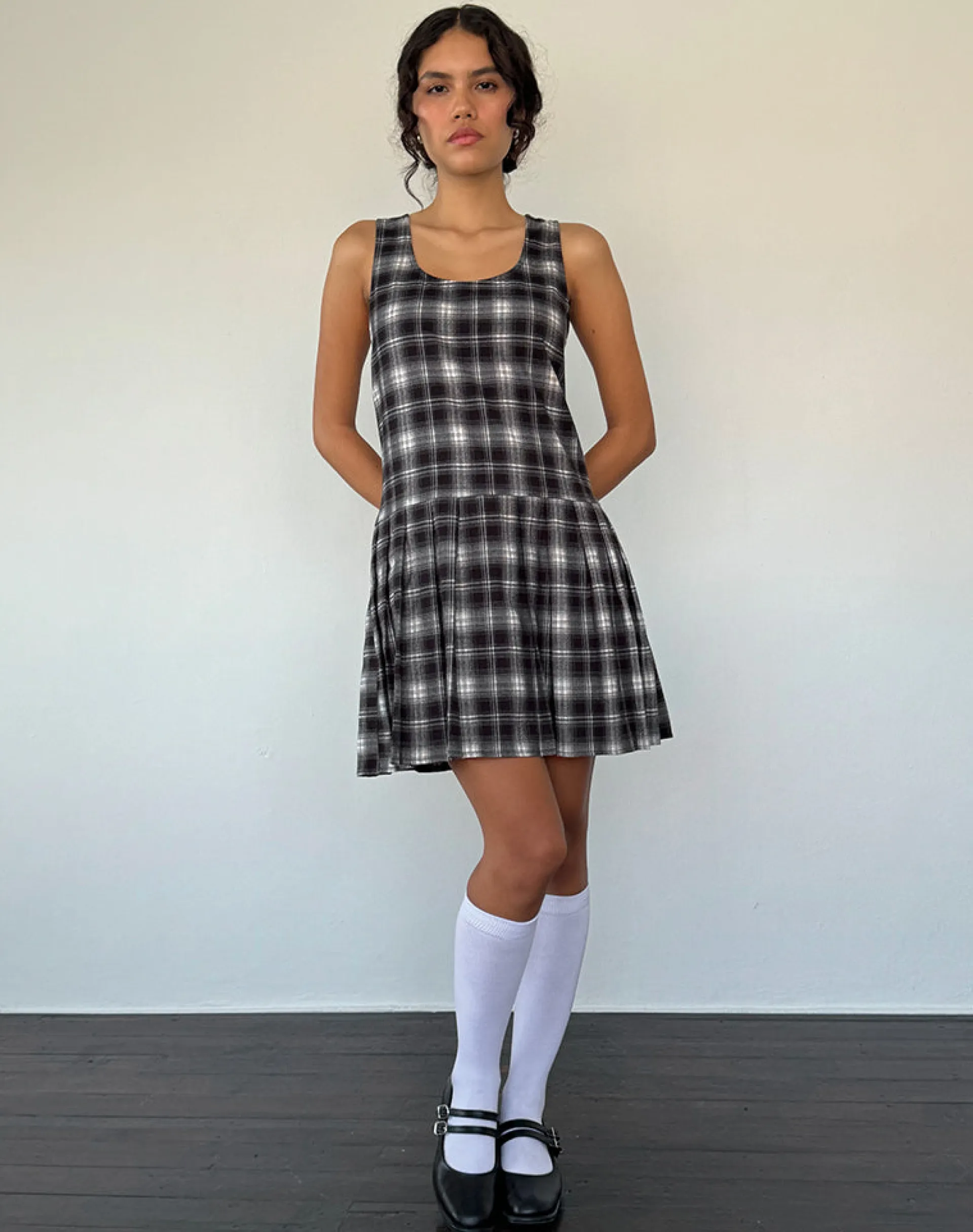 Motel Rocks Printed Dresses | Day Dresses-Namaya Mini Dress in Black White Check