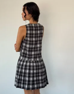 Motel Rocks Printed Dresses | Day Dresses-Namaya Mini Dress in Black White Check