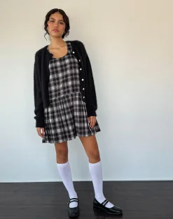 Motel Rocks Printed Dresses | Day Dresses-Namaya Mini Dress in Black White Check
