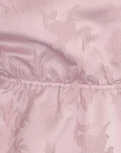 Motel Rocks Shirts And Blouses-Nambi Short Sleeve Top in Satin Jacquard Baby Pink