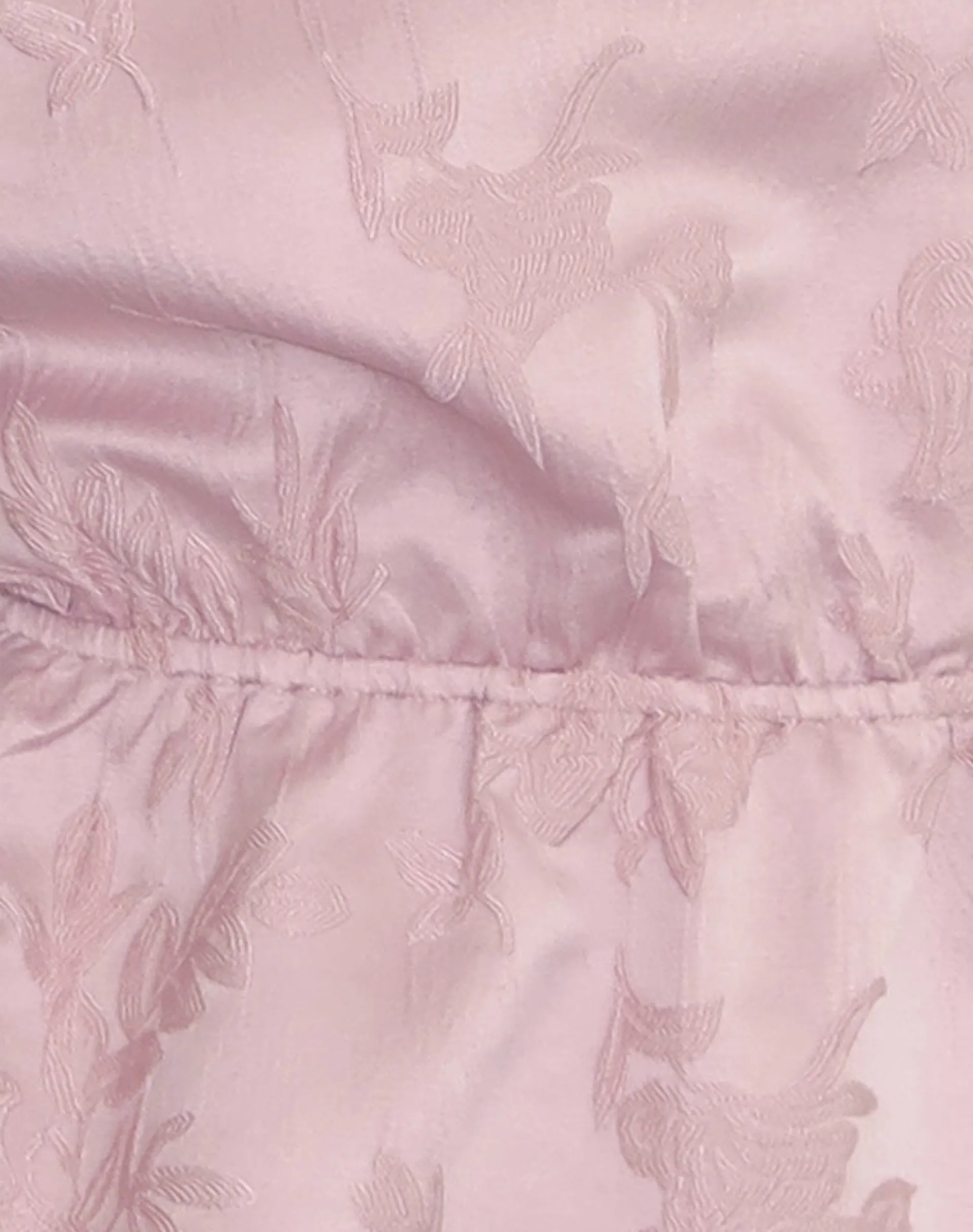 Motel Rocks Shirts And Blouses-Nambi Short Sleeve Top in Satin Jacquard Baby Pink