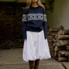 Motel Rocks Jumpers-Namirta Knitted Jumper in Peacoat with Fairisle Bow