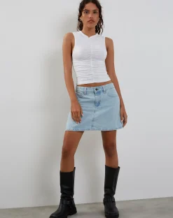 Motel Rocks Basic Tops-Naoko Ruched Top in White