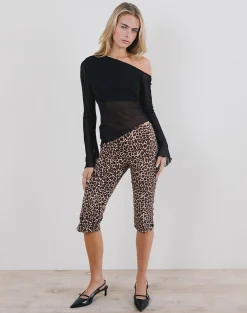 Motel Rocks Long Sleeve Tops | Going Out Tops-Narcissa Asymmetric Top in Mesh Black MeshBlack