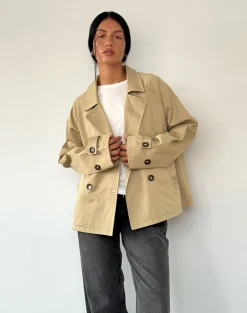 Motel Rocks Jackets | Coats-Narto Boxy Trench Jacket in Tan