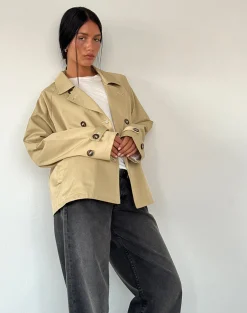 Motel Rocks Jackets | Coats-Narto Boxy Trench Jacket in Tan