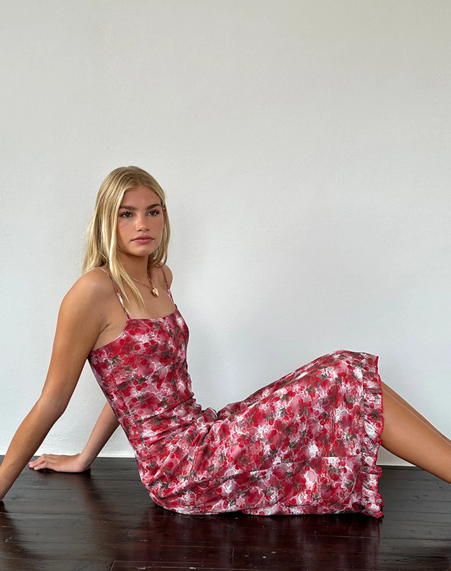 Motel Rocks Printed Dresses | Party Dresses-Nawari Midi Dress in Printed Lace Cherry