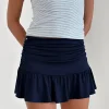 Motel Rocks Mini Skirts-Nefeli Mini Skirt in Lycra Dark Navy LycraDarkNavy