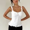 Motel Rocks Corset Tops-Neroli Corset Top in Broderie White