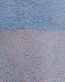 Motel Rocks Bandeau Tops | Long Sleeve Tops-Nesta Bardot Top in Unlined Lace Blue UnlinedLaceBlue