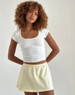 Motel Rocks A Line Skirts | Mini Skirts-Nidya A-Line Mini Skirt in Buttermilk