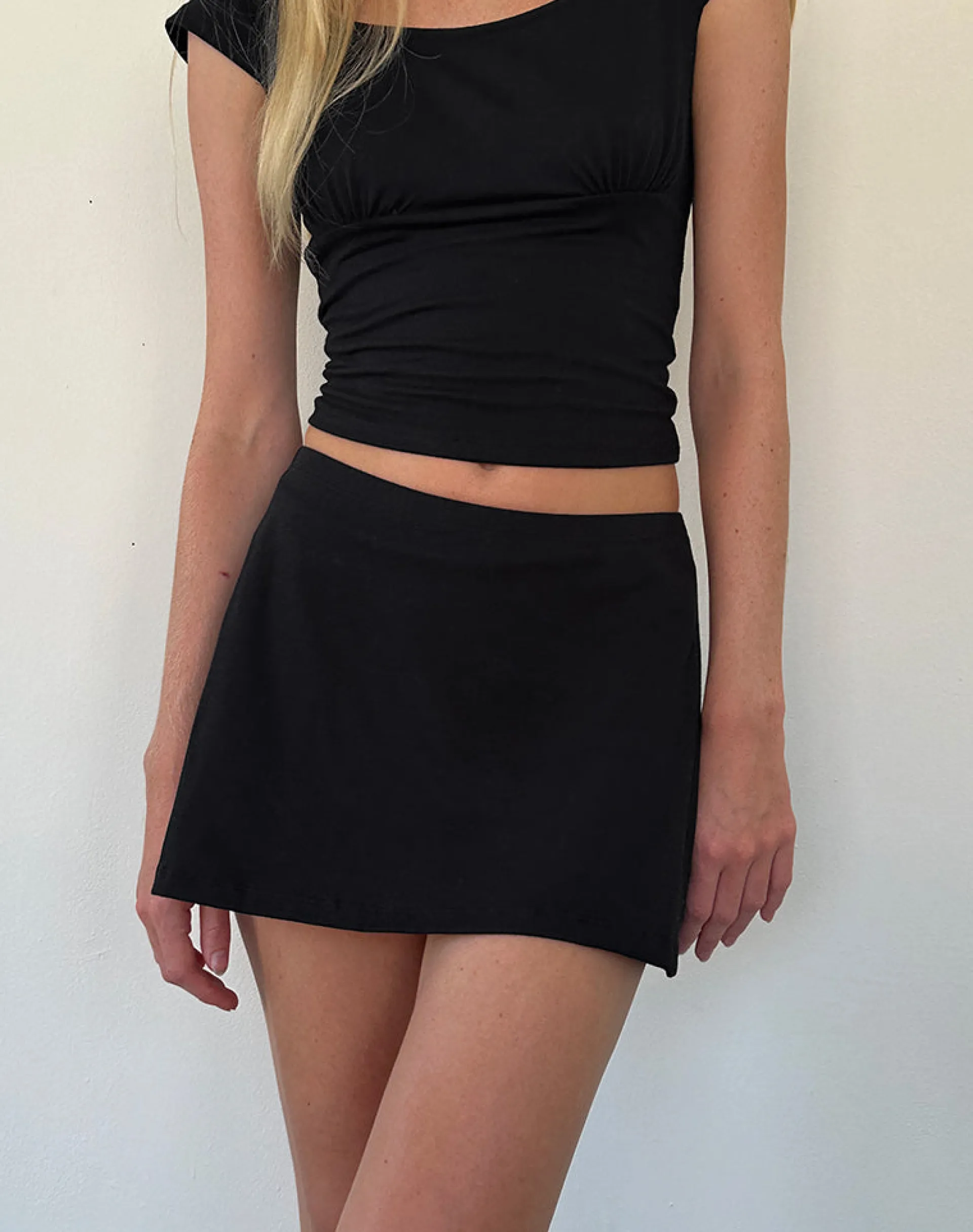 Motel Rocks Basics | A Line Skirts-Nidya A-Line Mini Skirt in Black