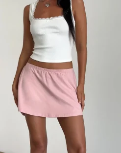 Motel Rocks A Line Skirts | Mini Skirts-Nidya Aline Mini Skirt in Pink Lady PinkLady