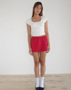 Motel Rocks A Line Skirts | Mini Skirts-Nidya A-Line Mini Skirt in Adrenaline Red AdrenalineRed