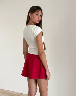 Motel Rocks A Line Skirts | Mini Skirts-Nidya A-Line Mini Skirt in Adrenaline Red AdrenalineRed