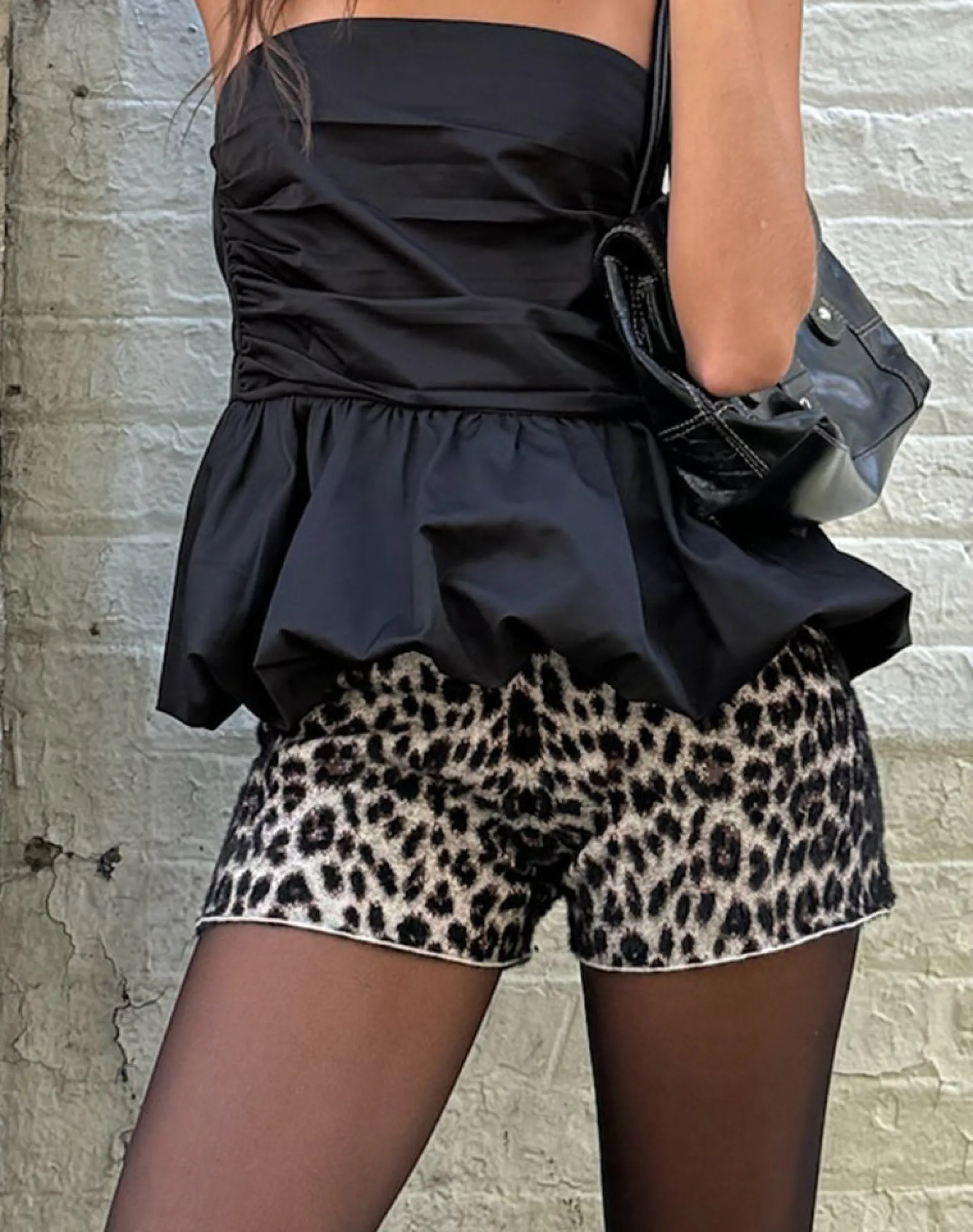 Motel Rocks Micro Shorts-Nikaya Short in True Leopard Brown TrueLeopardBrown