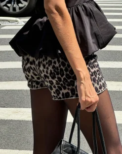 Motel Rocks Micro Shorts-Nikaya Short in True Leopard Brown TrueLeopardBrown
