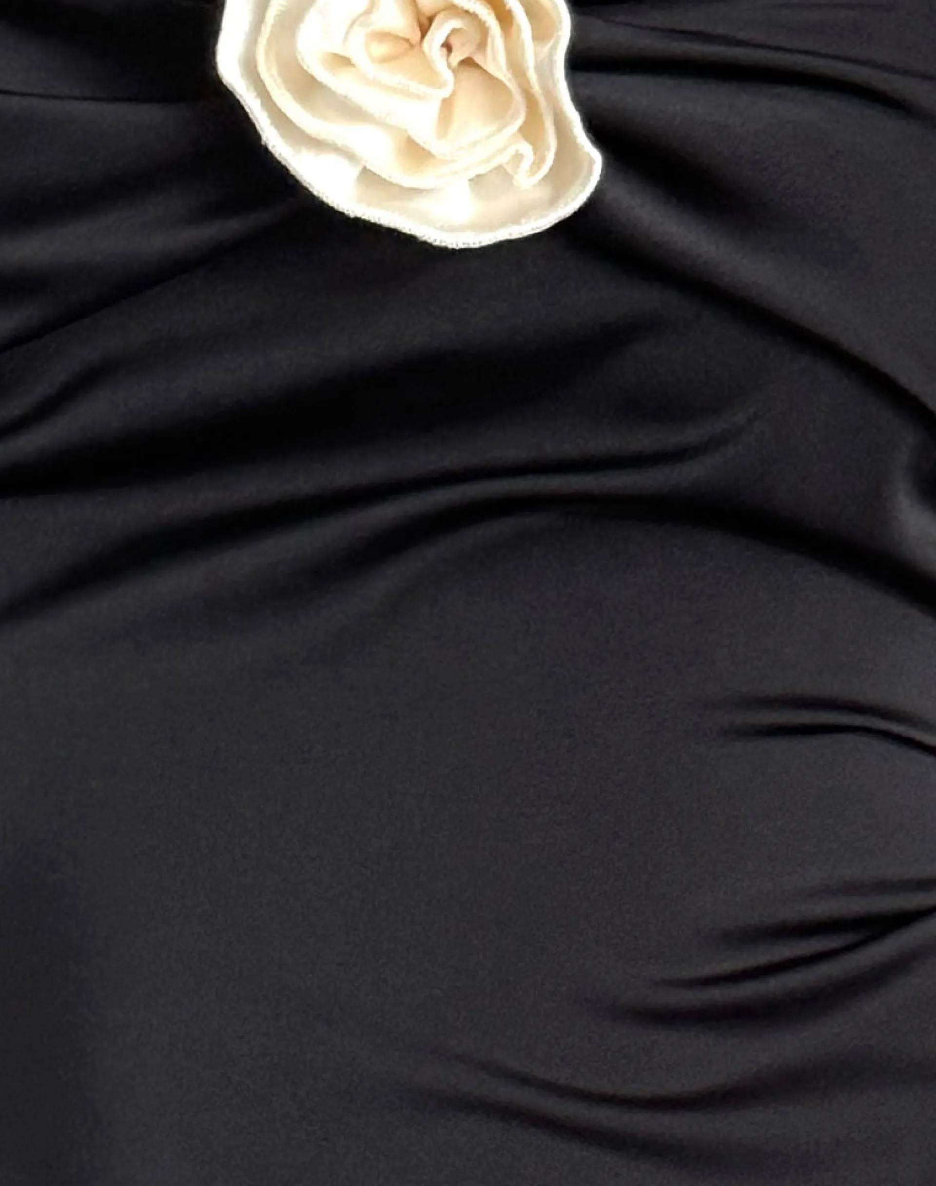 Motel Rocks Basics | Bandeau Dresses-Ninivala Dress in Black with Ivory Rosette BlackwithIvoryRosette