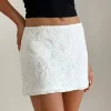 Motel Rocks Co-Ords | A Line Skirts-Nisya Skirt in Textured Floral White