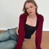Motel Rocks Basics | Long Sleeve Tops-Nobila Knitted Shrug Top in Burgundy